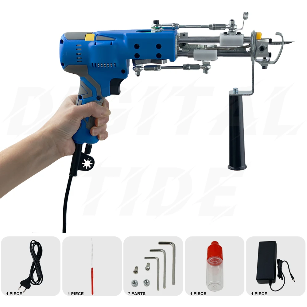 AK 2 IN 1 آلة تلمم السجاد الكهربائية مع شاشة ديجيتال ومجموعة تلمم الضوء آلة نسيج السجاد المتدفقة