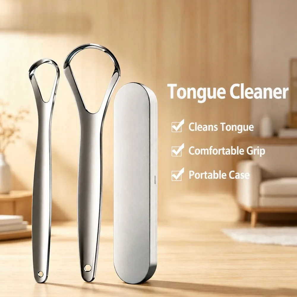 Clean Tongue Scraper Tongue Remover Halitosis Tongue Coating Oral Care Tongue Scraping Brush Stainless Steel Oral Cleaner Tools