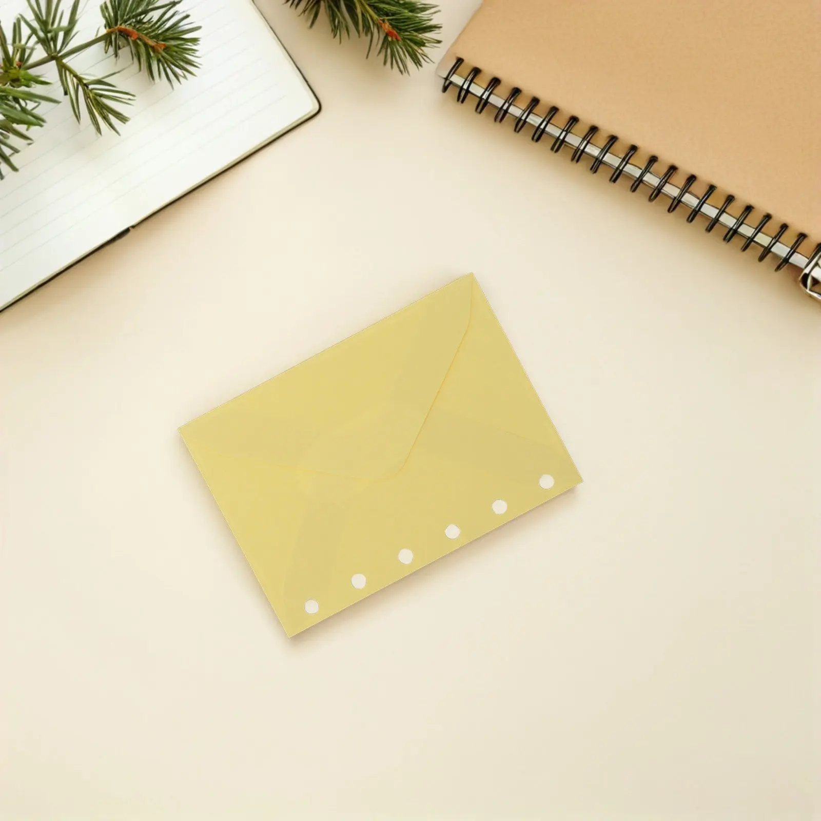 

30Pcs Loose Leaf Envelope A7 Refillable Binder Inserts 6 Hole Punched Yellow Paper Organizer Folder Envelope for Cash Document