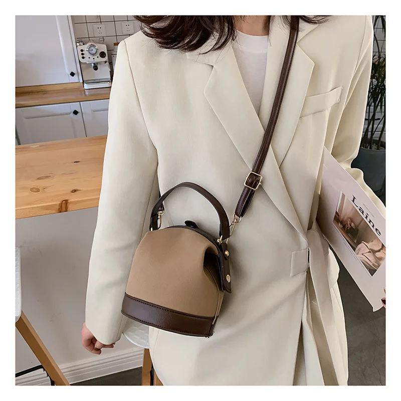 Casual PU Leather Women Bag Crossbody Bucket Bag Cute Girls Small Tote Bags Summer Female Shoulder Bag Handbags and Purses