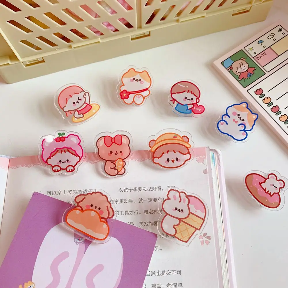 School Stationery Binder Clip Page Holder Index Clamp Cartoon Binder Clips Transparent Clip Snacks Sealing Clip Paper Clip