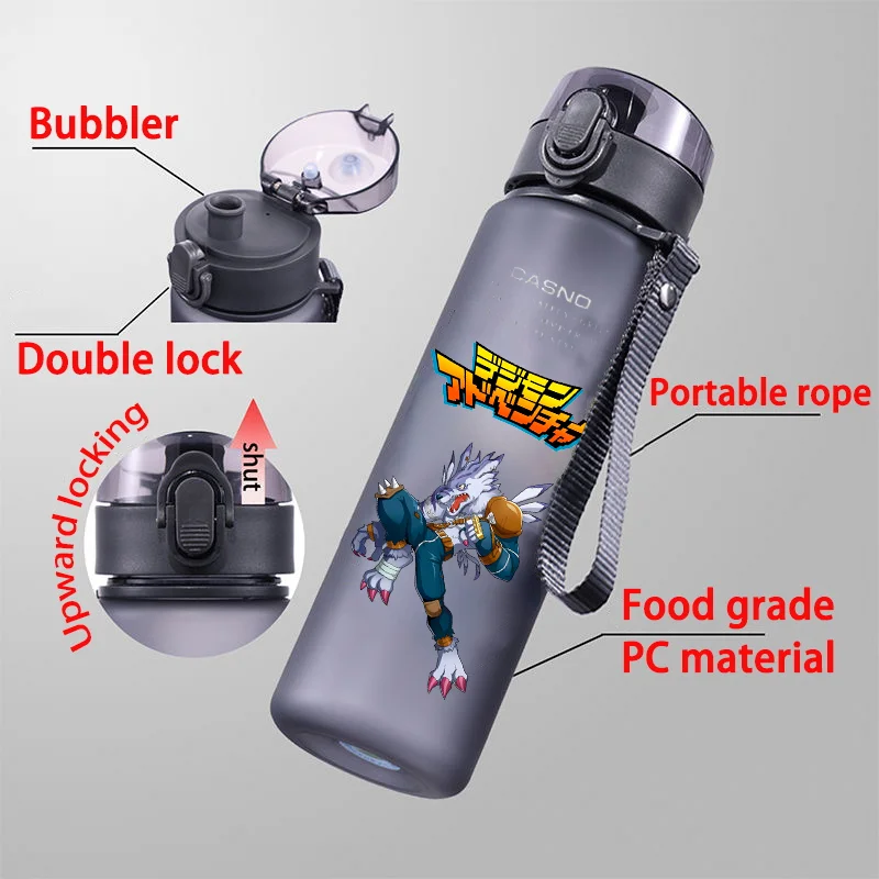 Digimon Adventure 560ML Large Capacity 4 Color Children Water Cup Portable Plastic Outdoor Sport Water Bottle Anime Customizable