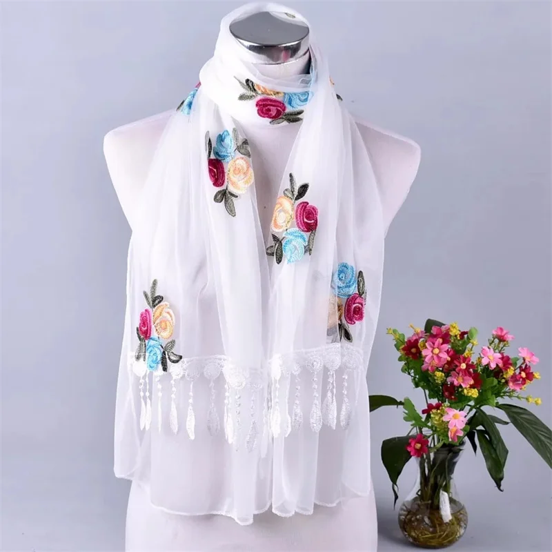 Women Hijab Wrap Shawl Flower Lace Scarves Lady Fashion  Headscarves Female Spring Summer  Accessories zara 2024 woman