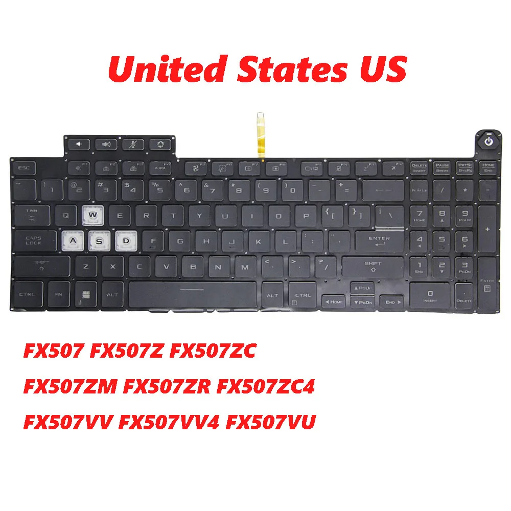 US Keyboard For ASUS TUF Gaming F15 FX507 FX507Z FX507ZC FX507ZM FX507ZR FX507ZC4 FX507VV FX507VV4 FX507VU With Colorful Backlit