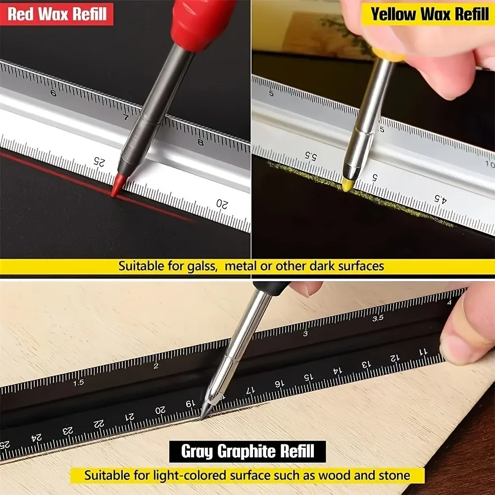 Imagem -06 - Combinação de Lápis de Carpinteiro Sólido Afiador Embutido Carpintaria Buraco Profundo Lápis Mecânico Scribing Marking Pen 28 mm Pcs