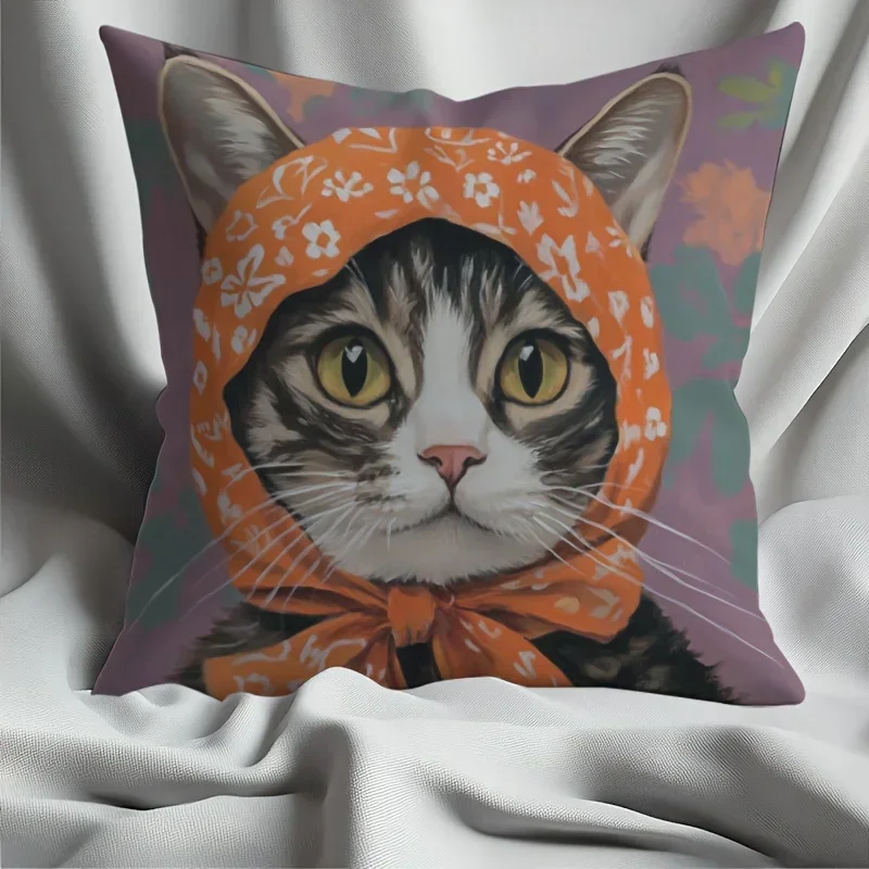 

Charming Country Kitten Pillow Case Chair Living Room Pillowcase Cozy Zipper Sofa Pillow Covers Bedroom Indoor Home Decor