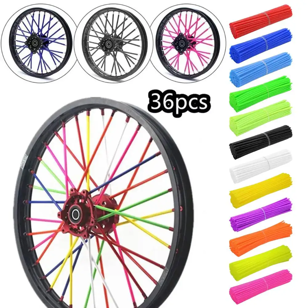 New Motorcycle 36 Pcs Wheel Rim Spoke Wrap Kit Skin Cover Universal for most Motocross and Dirt Bikes P9M4