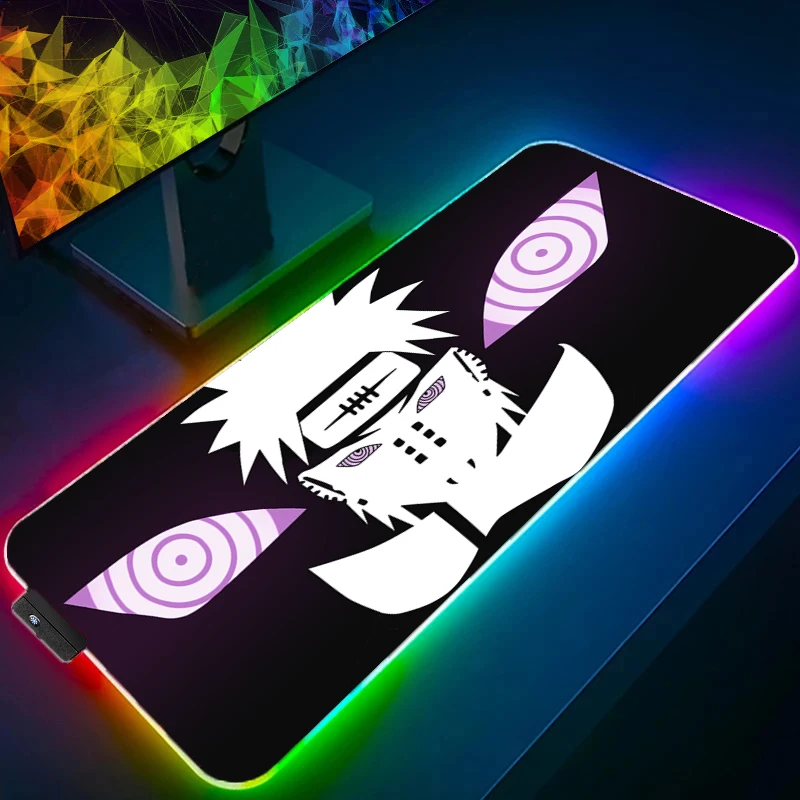 

LED Naruto Pain Mouse pad Computer Laptop Anime Keyboard RGB Anti-slip Mouse Mat Mousepad Keyboards Gamers Backlight Mouse pad
