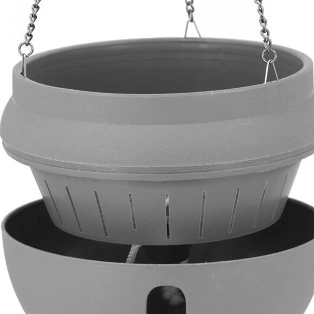 

1Pcs Hanging Flowerpot Succulent Planter Plastic Durable Greyish White Large Size L Plant Hanger Balcony Garden Decoration