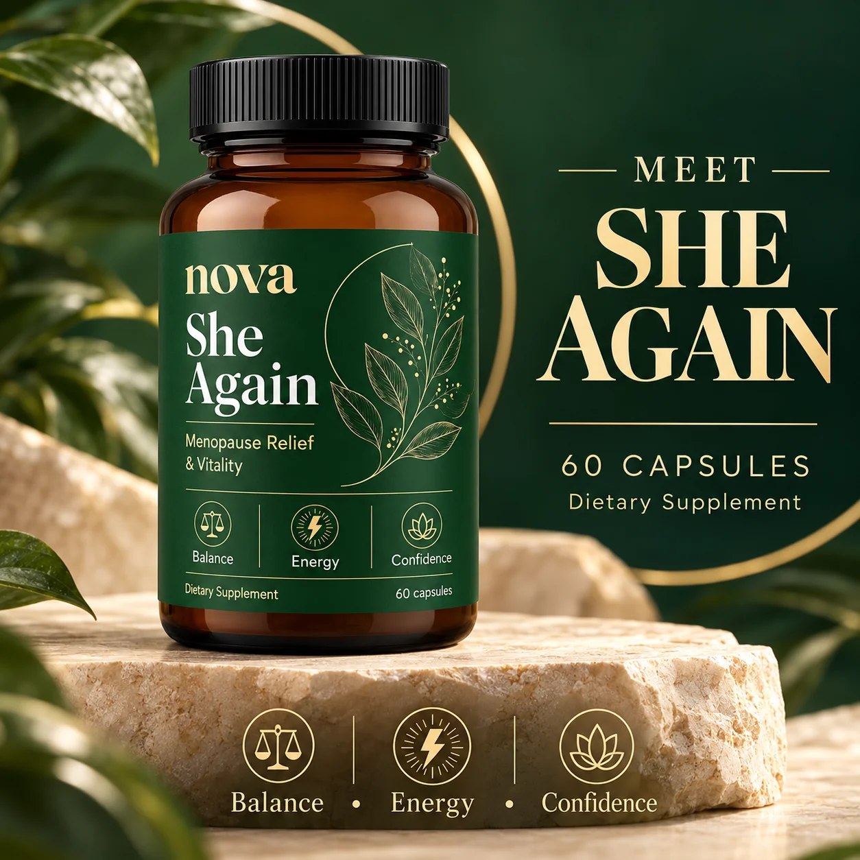 Women's Menopause Support Supplement 60 Capsules for Daily Balance, Energy Vitality & Confidence, Wellness Support
