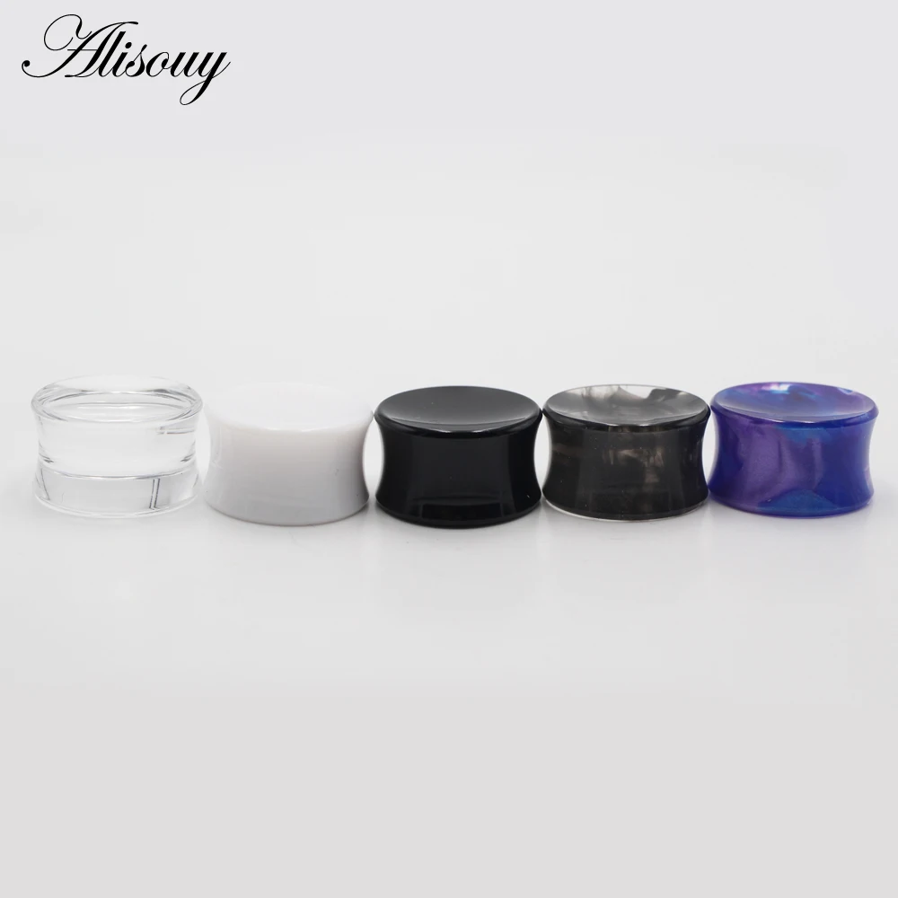 Alisouy 2PCS Concave Acrylic Transparent Smog Double Flared Ear Tunnels Plugs Expander Stretcher Gauges Piercing Body Jewelry