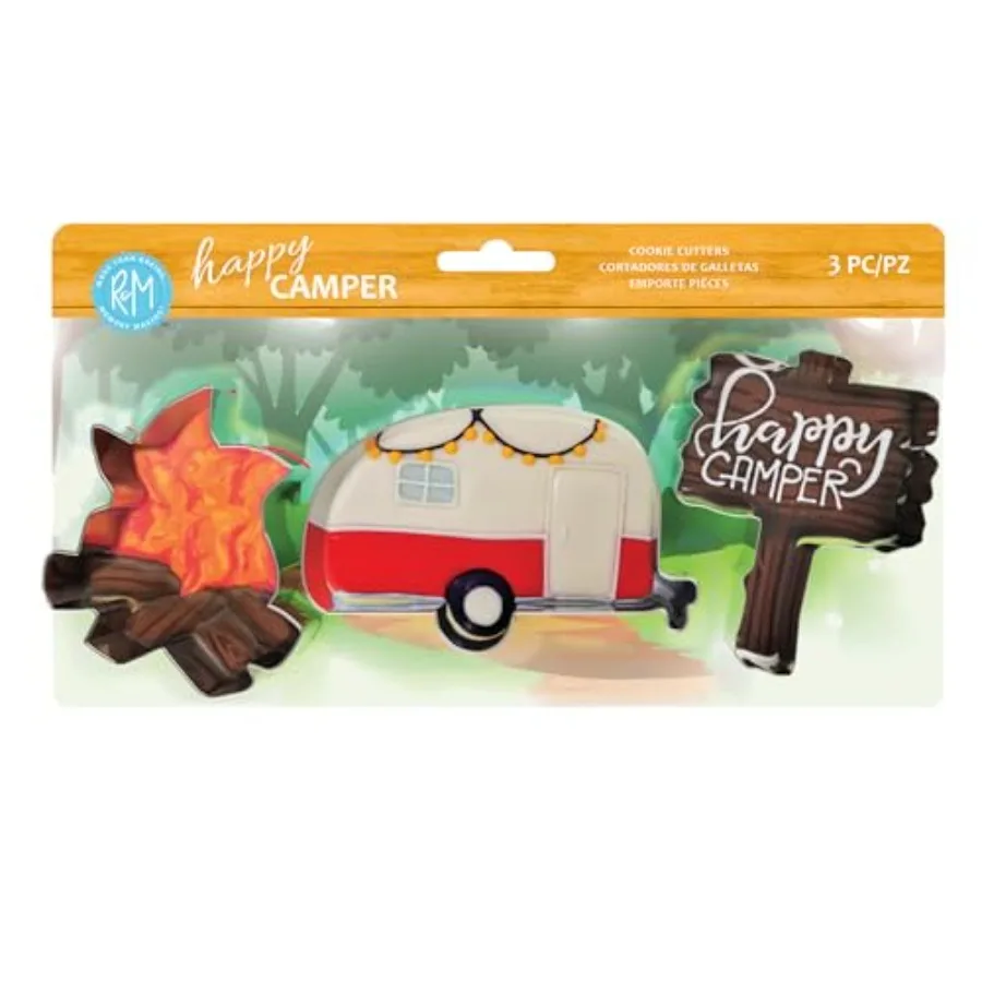 

Набор из трех предметов Happy Camper Ce Cutter. Iludes Camp Fire Camper/ RV и знак лагеря Ce Cutter.