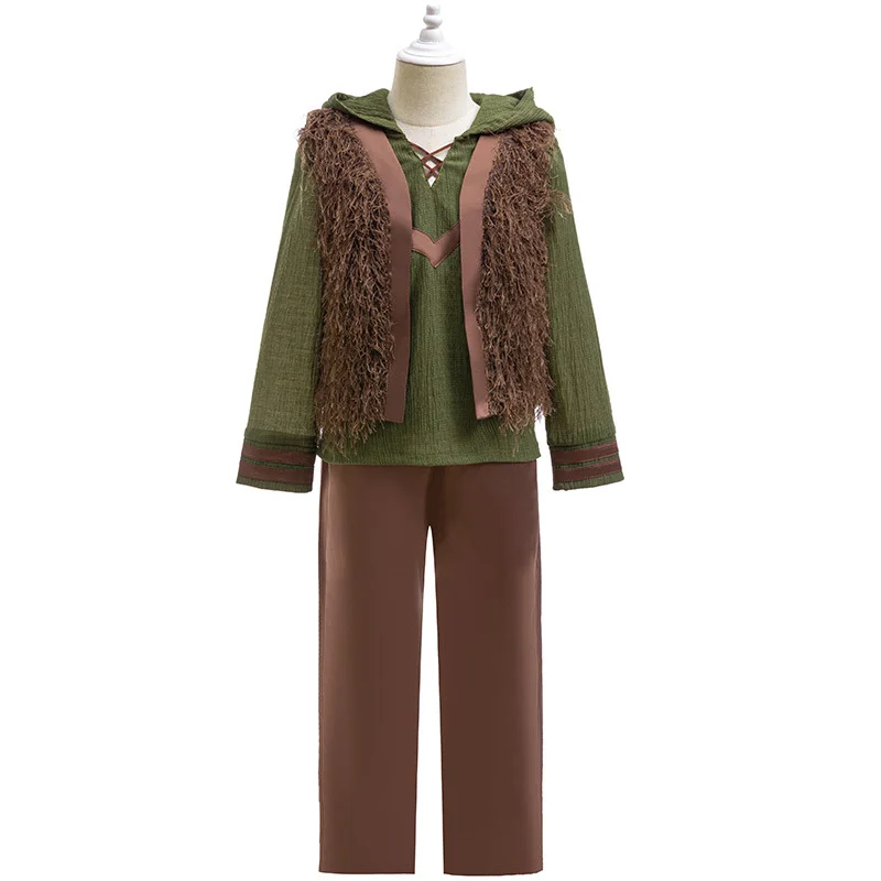 

Halloween Cosplay Costumes Boys Green T Shirt Pant Brown Vest Set Kid Costume Carnival Birthday Party cartoon dragon Training