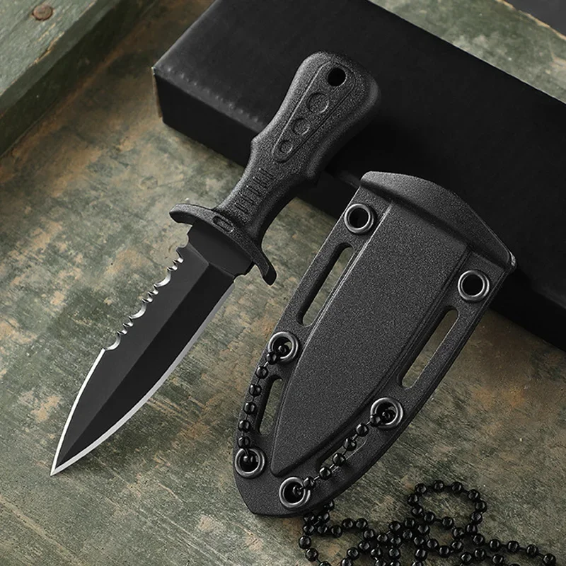 Multifunctional Mini Tactical Neck Knife Keychain with Sheath Portable Small Necklace Key Chain Outdoor Camping Survival Tool