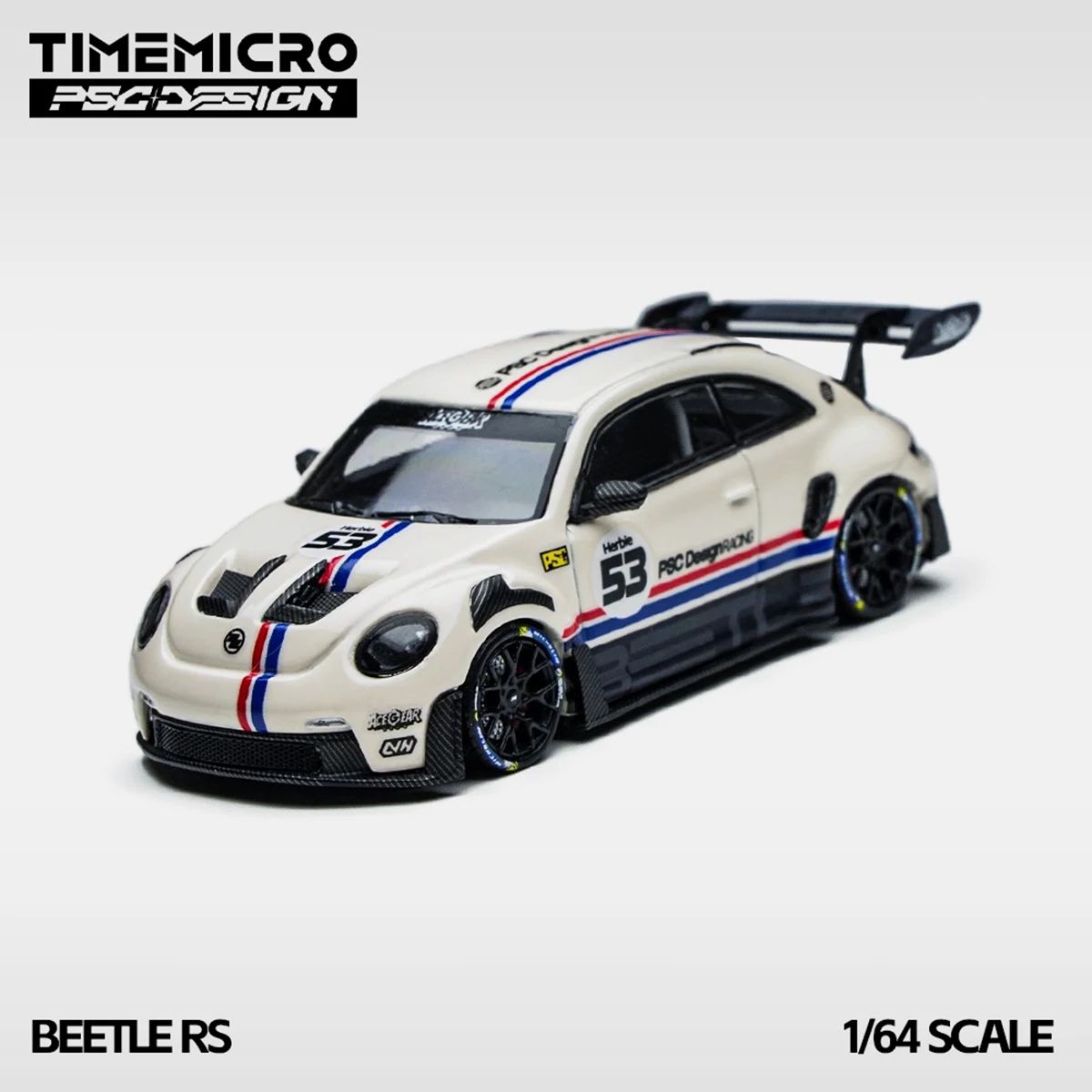 TM In Stock 1:64 PSC Design Beetle RS White Diecast Diorama Car Model Collection Toy Time Micro