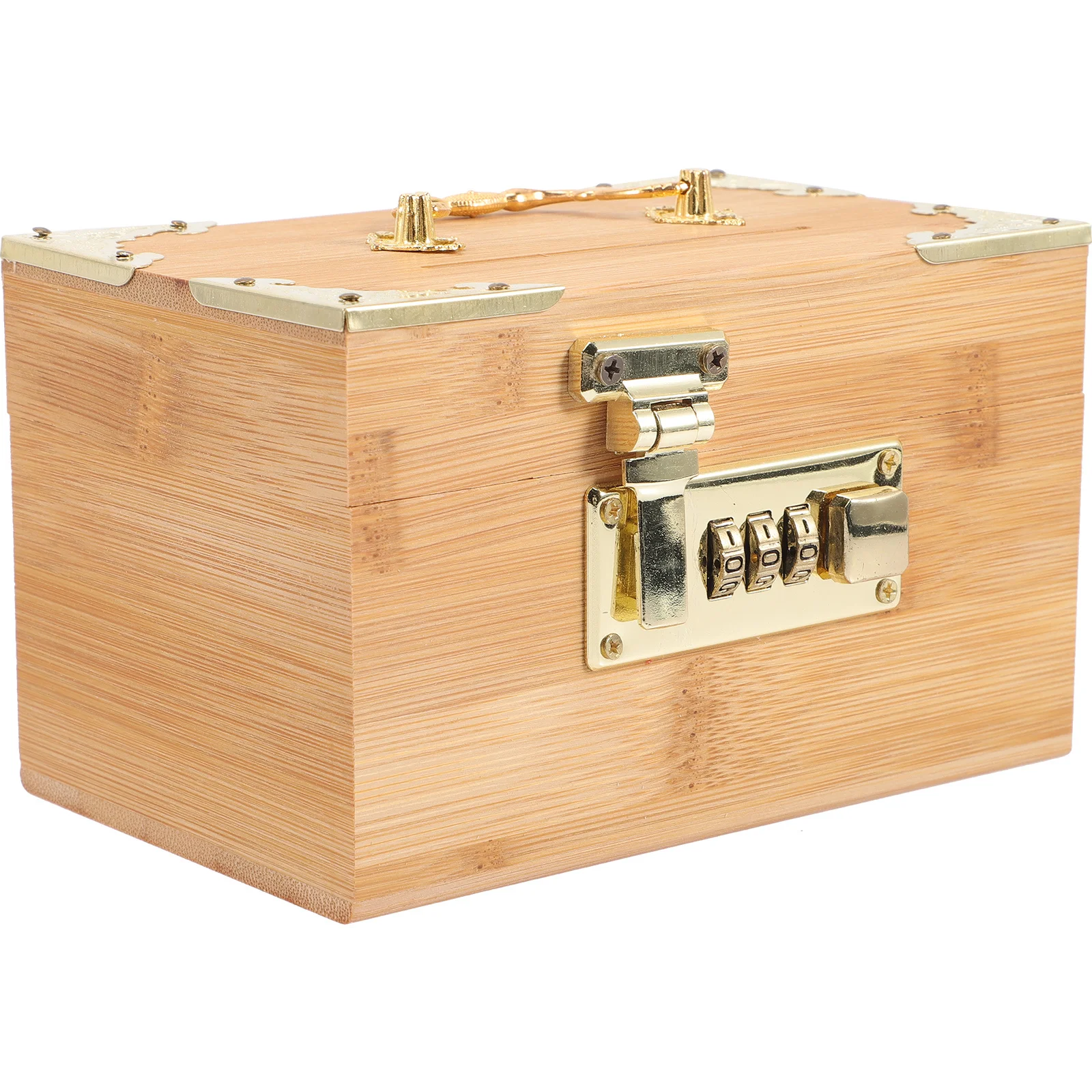 Pirate Treasure Chest Vintage Bamboo Locked Storage Box Retro Jewelry Organizer Coin Bank Retro Trinket Case Vintage Bamboo Box