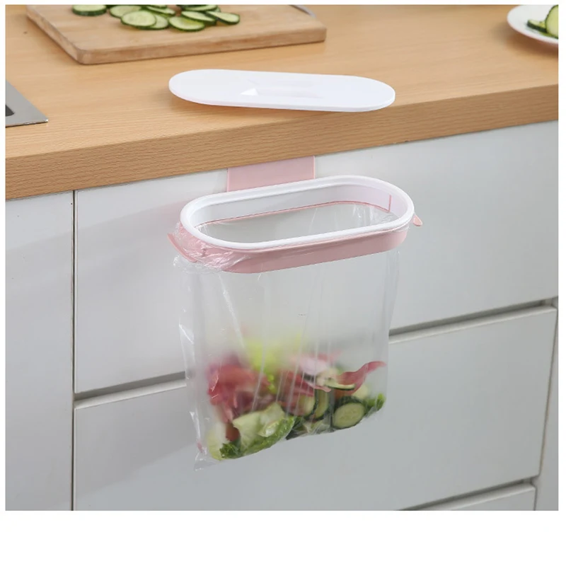 Soporte para bolsas de basura, cesta colgante para puerta de armario de cocina, cubo de basura, estante de basura, soporte de almacenamiento de