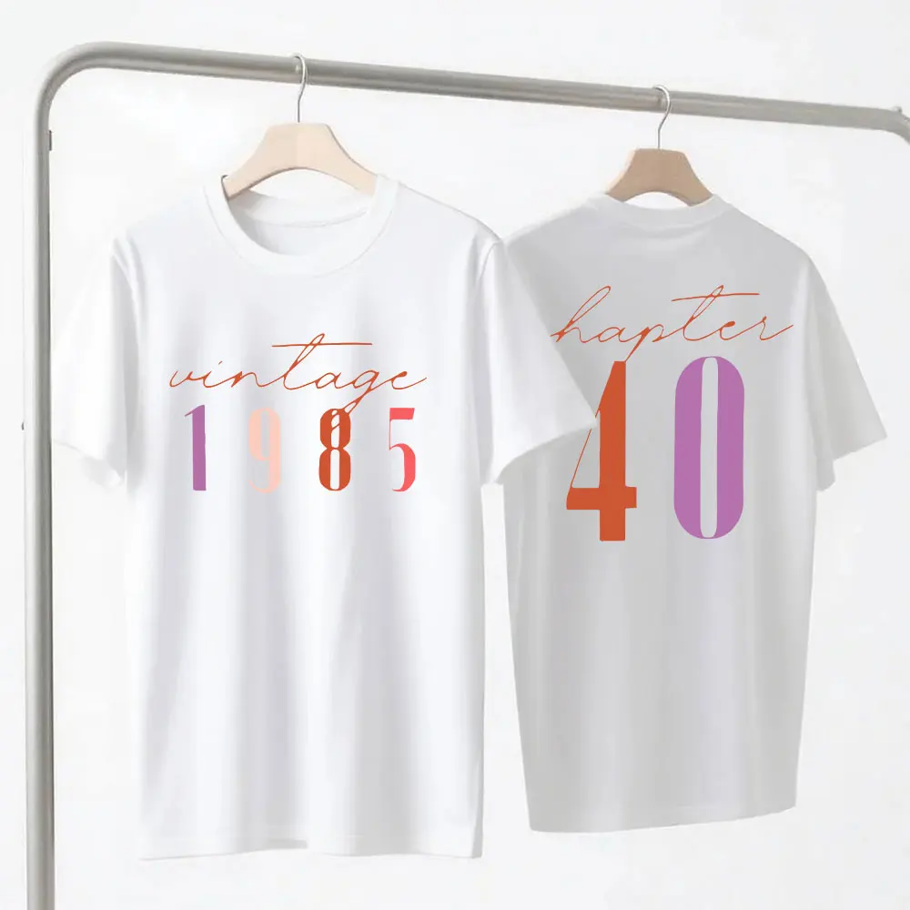 40th Birthday Gift Shirts Vintage 1985 Original Parts Tshirt for Women Letter Print Retro Birthday Casual Tee Top Women Clothing