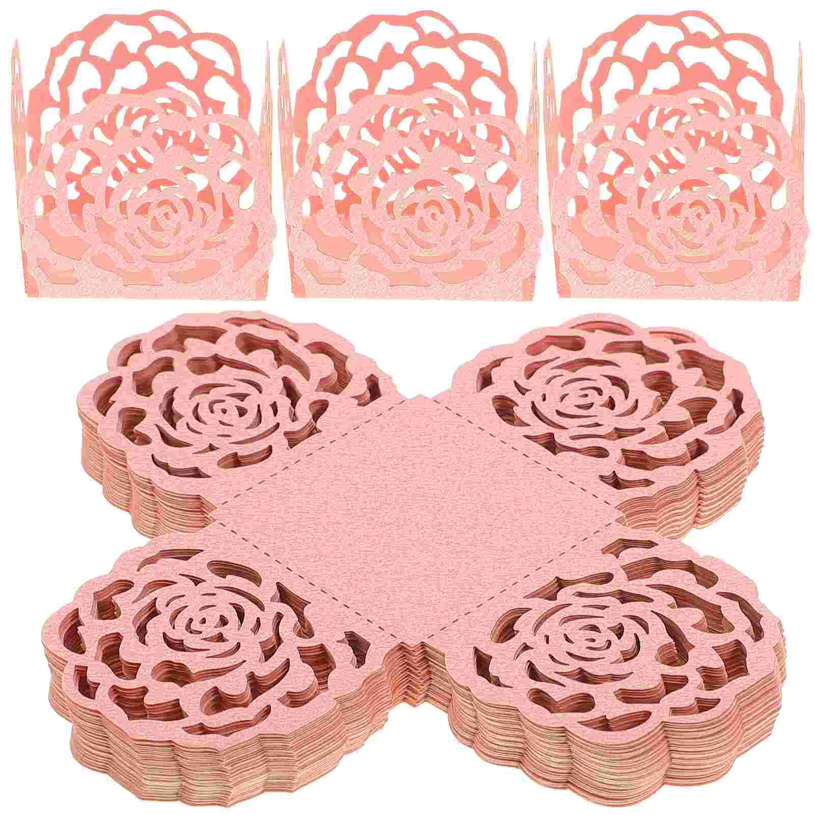 

50 Pcs Chocolate Tray Pink Candy Truffle Cups Wedding Lining Wrapping Table Centerpieces for Party Paper Baby Packing Dessert