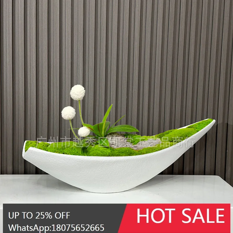 Resin Desktop Flower Pot Ornament Living Room TV Cabinet Entrance Decoration Floral Landscape