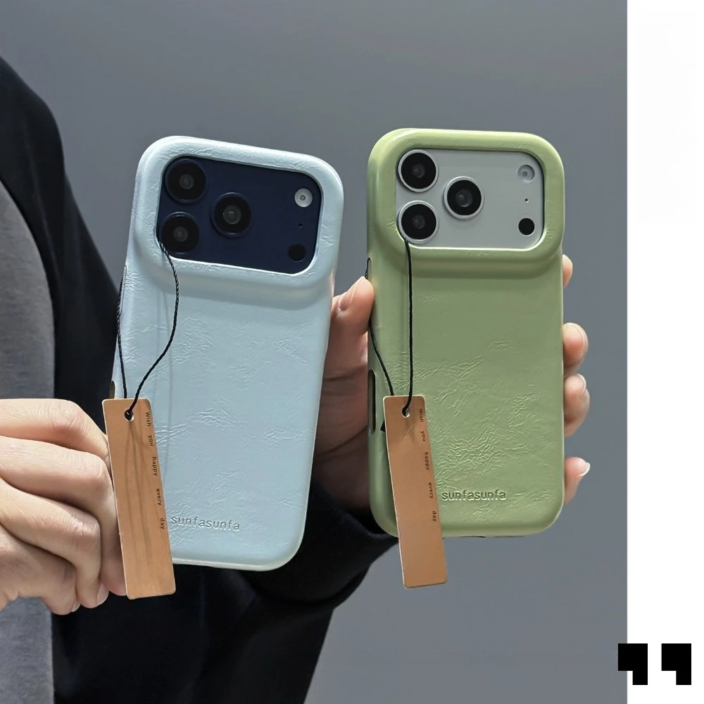 

For iPhone 17 Pro Max Case Green Waxed Leather Texture Shockproof Slim Luxury Stylish Compatible with iPhone 16 15 14