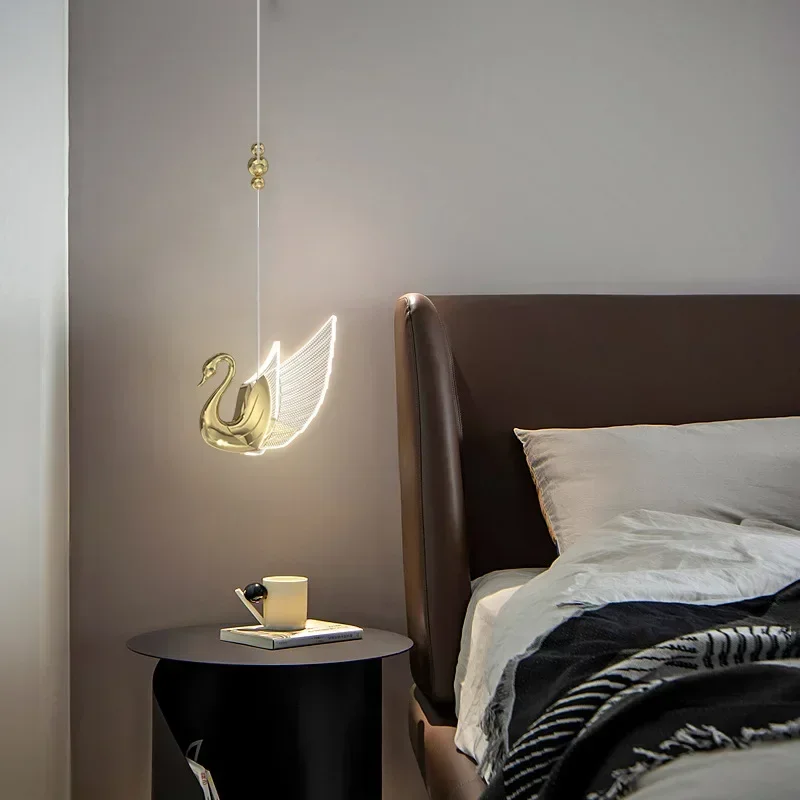 High-grade Swan LED Pendant Lamp Luxury Revolving Hanging Light For Bedroom Duplex Staircase Dining Hall Corridor Porch Bar