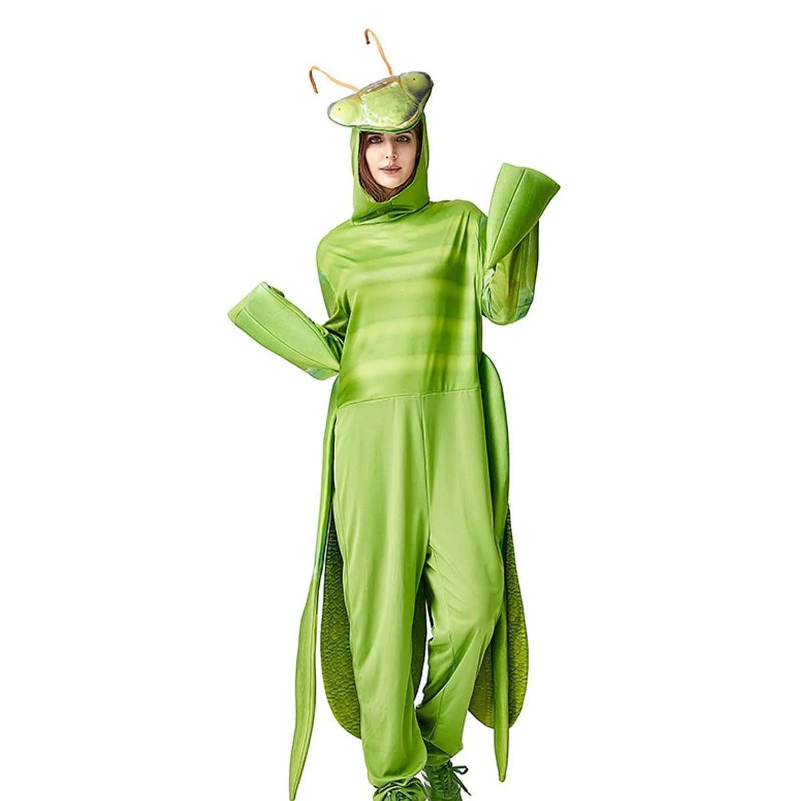 Praying Mantis Costume Green for Adults Men Women Performance Wear Role Playing Props Insect Bug Fancy Dress Halloween Jumpsuit