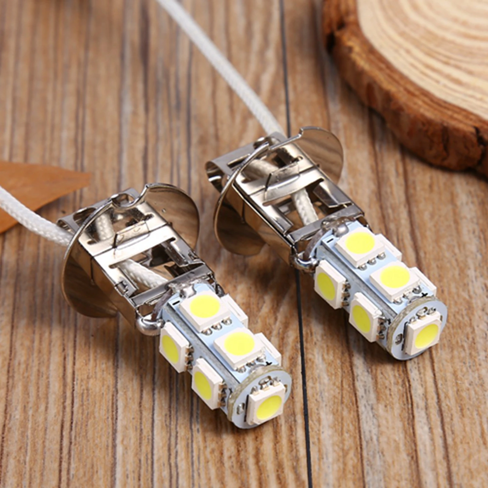 2x H3 5050 الأبيض 9 SMD LED DC12V السيارات سيارة الضباب ضوء مصباح LED لمبات 6500K H3 5050 الضباب الخفيف 9SMD H3 الضباب ضوء مصباح #2