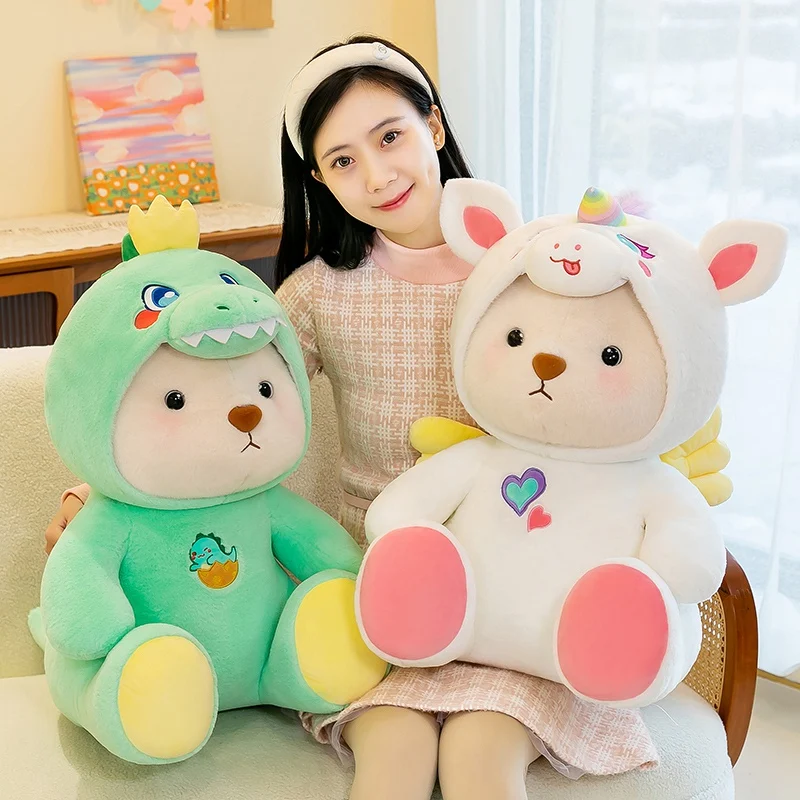 New High Quality Animal 1pc Cosplay Bear Transform Unicorn Dinosaur Panda Plush Doll Pillow Christmas Gift For Boys And Girls