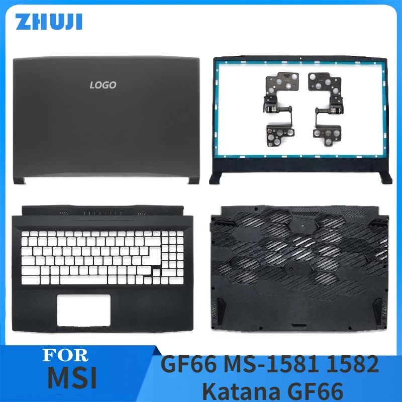 

NEW For MSI GF66 MS-1581 1582 Katana GF66 Laptop Housing LCD Back Cover/Front Bezel/HInges/Palmrest/Bottom Case Black 15.6 Inch