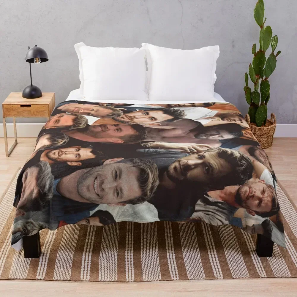 Chris Hemsworth photo collage Throw Blanket Faux Fur Soft Warm Blanket for Bed