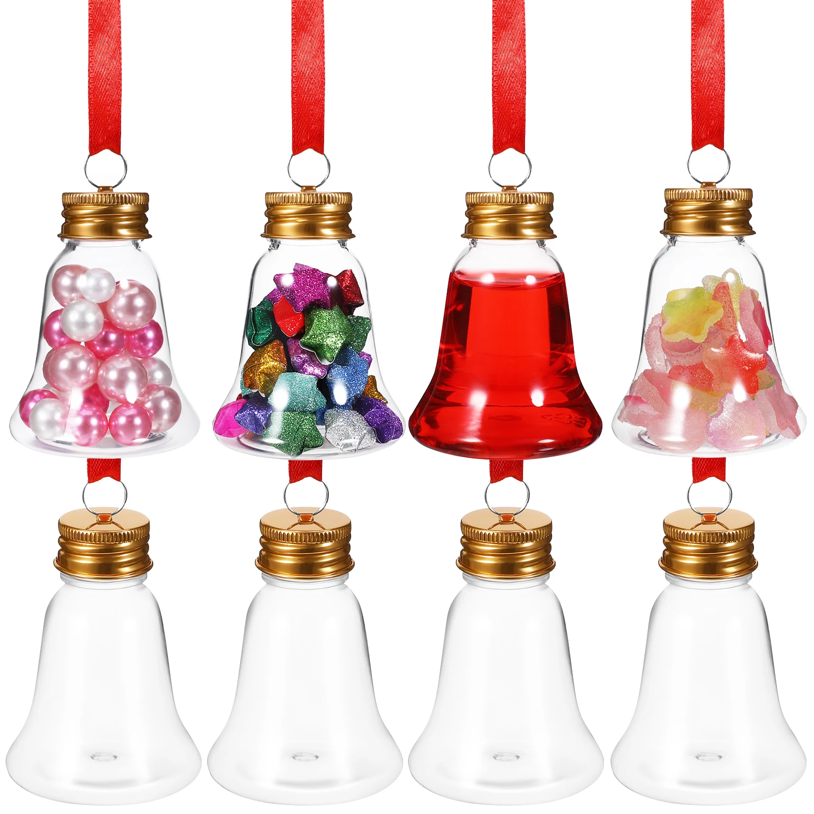 

12Pcs Christmas Decoration Clear Plastic Fillable Bell Ornament Balls DIY Tree Hanging Party Holiday Clear Baubles