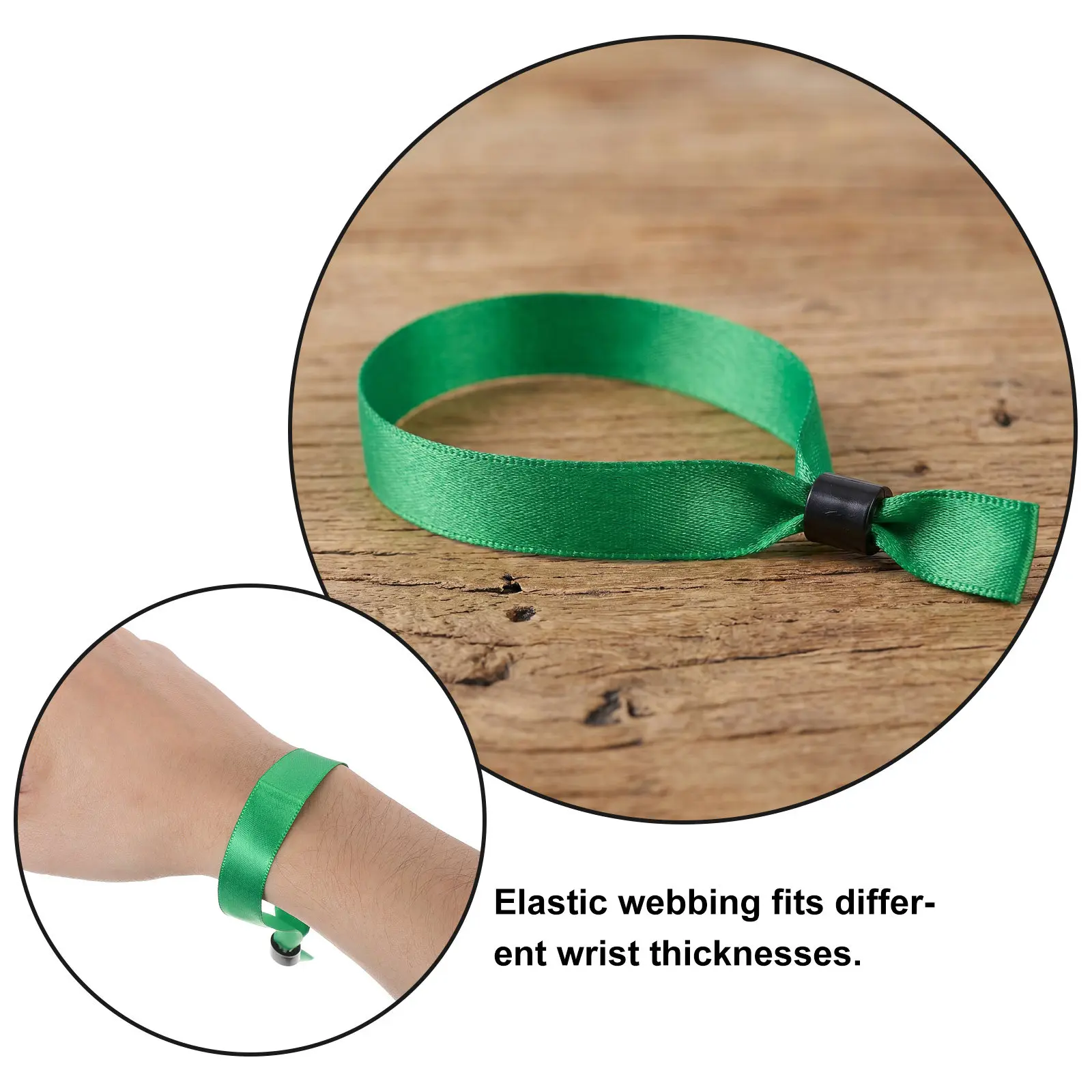 100Pcs High Density Woven Cloth Event Wristband Adjustable Fabric Bracelet for Festival Concert Club Camp Party Admission Vip
