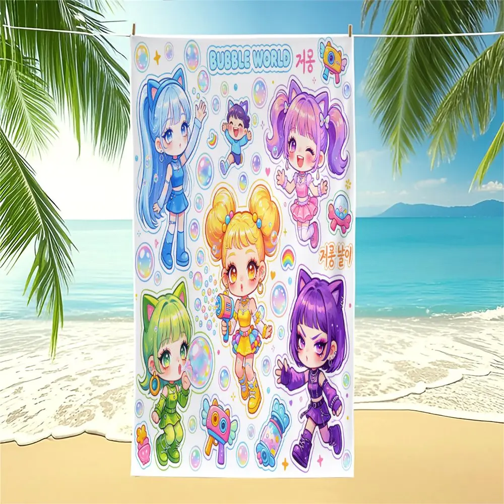 Furry Cuff Plaid Uniform Girl Digital Print Beach Towel Pool Towel Camping Towel Bath Towel Blanket Trendy Teen Beach Gear