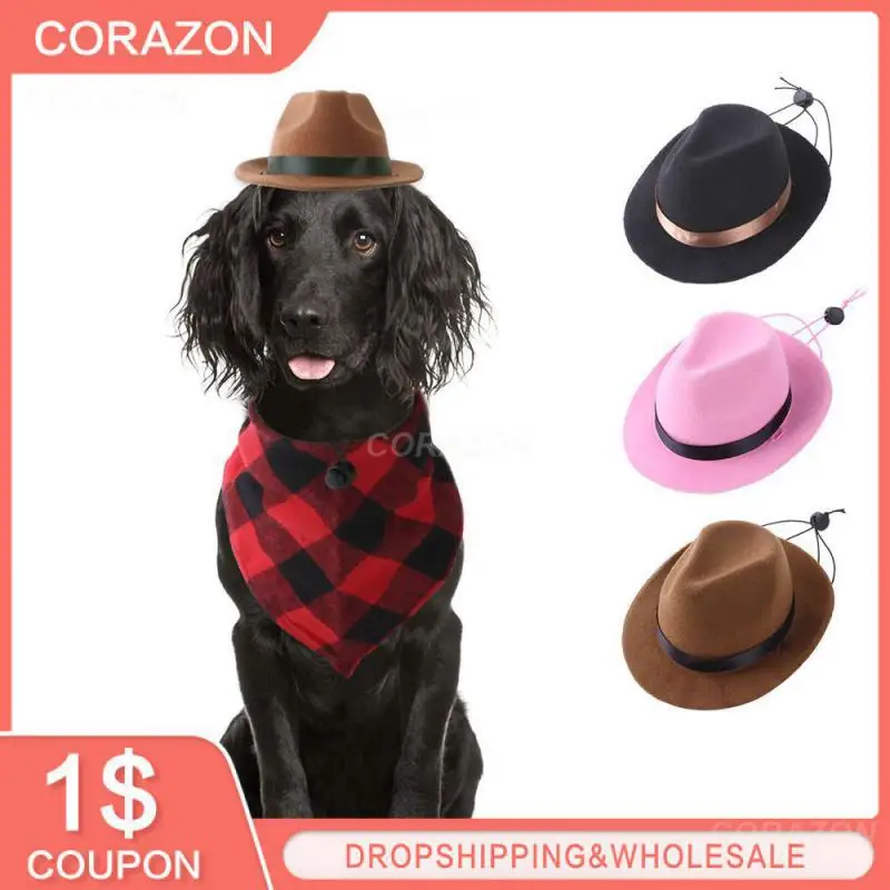 Pets Star Cowboy Hat 1pcs For Small Dogs And Cats Birthday Party Adjustable Comfortable Pet Accessories Straps Caps Stylish Soft