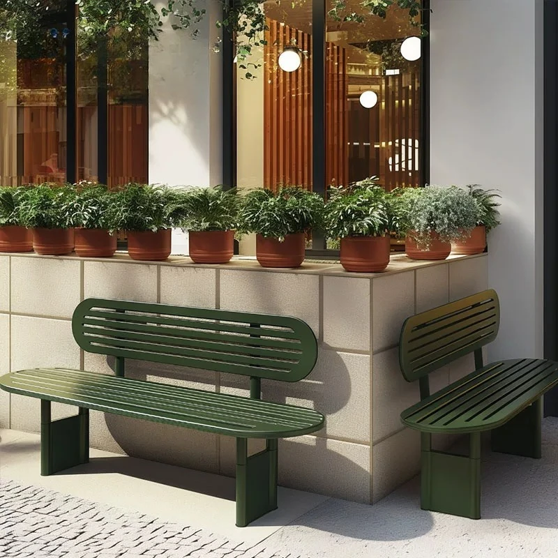 

Nordic Outdoor Leisure Garden Chair Modern Creative Dopamine Color Shop Café Bench Balcony Furniture muebles jardin FYSS