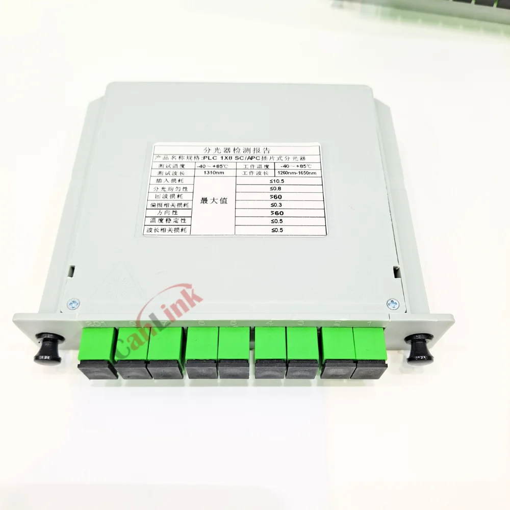 1X8 SC/APC Box Cassette Card Inserting Module 1:8 8Ports Fiber Optical PLC Splitter SC APC Cassette Box Plug-in Type