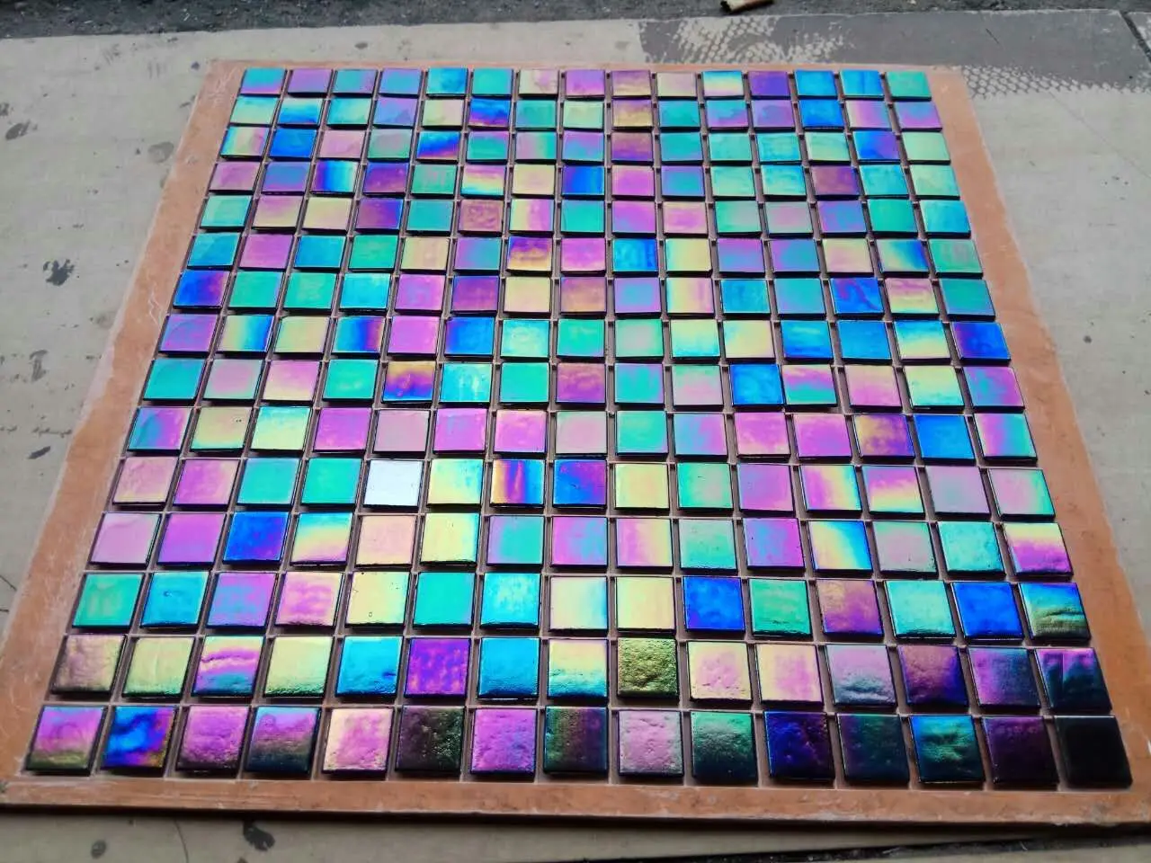 15mm Rainbow Iridescent Electroplate Crystal glass Mosaic Tiles, kitchen bathroom shower fireplace DIY Wall Decorate