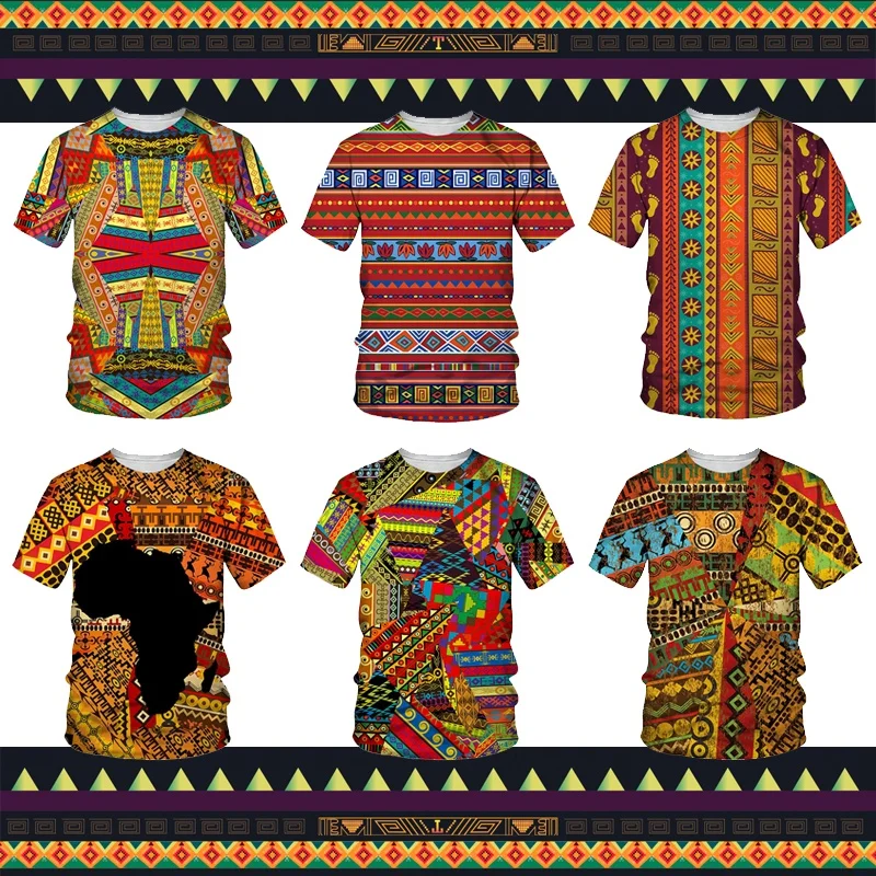 

1 Piece Custom Your PictureAfrican Danshiki T-Shirts Folk Customs Patchwork 3D Print Streetwear Men Women Fashion Oversized T Sh