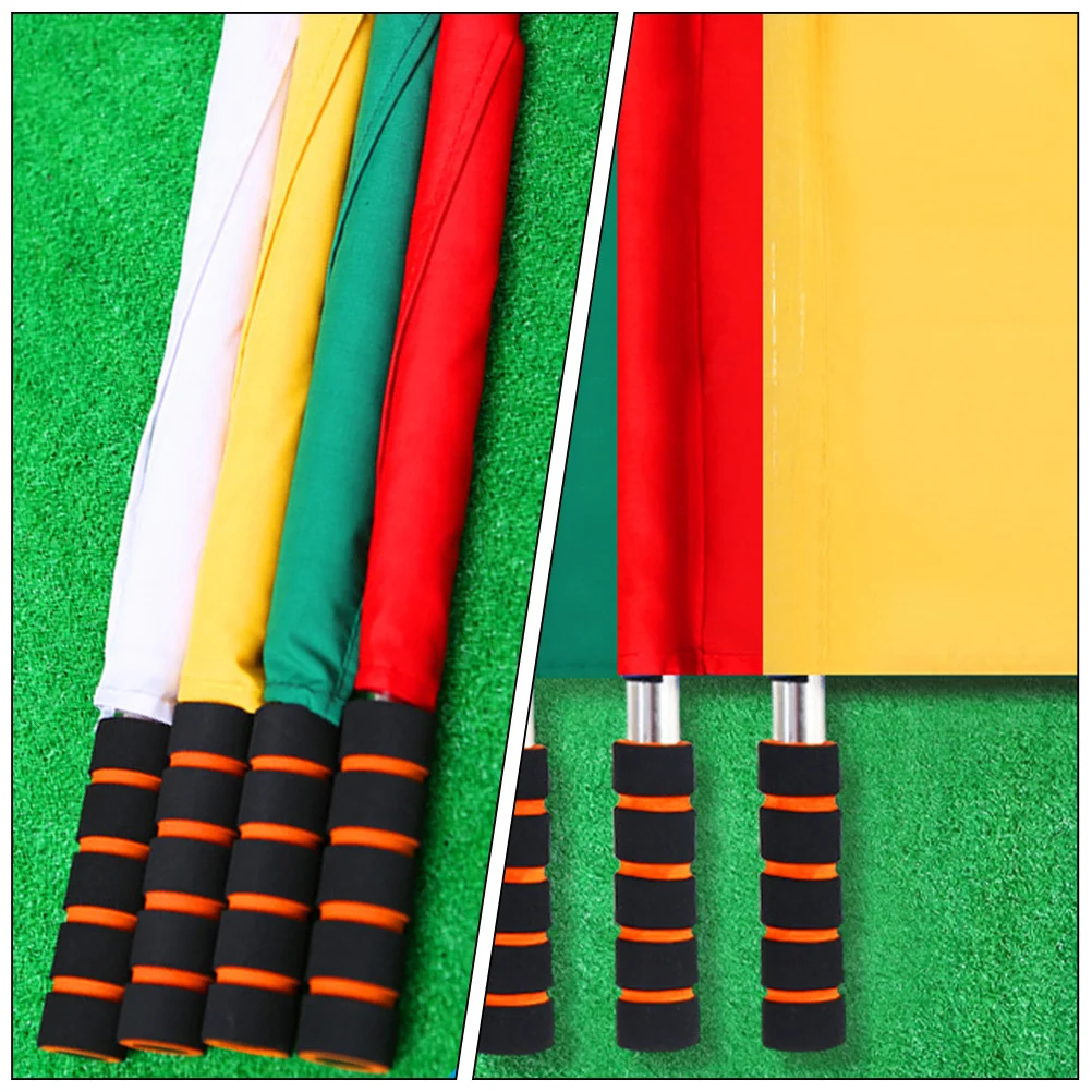 

4Pcs Colored Referee Flags Sponge Handle Stainless Steel Rod Football Match Signal Flags Referee Flag Match Signal Flag
