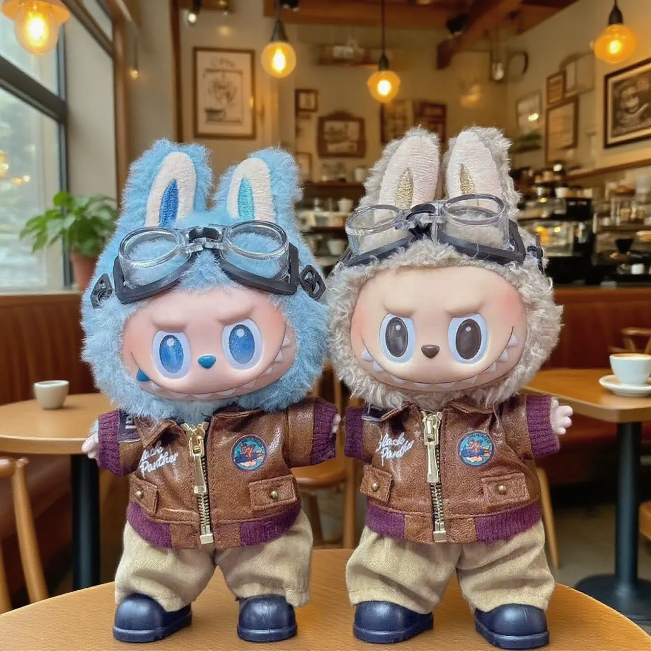 Giacca volante retrò marrone Vestiti per bambole di moda per bambola Labubu Set di vestiti di moda Accessori regalo