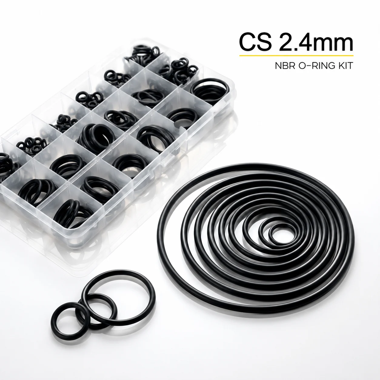 225 NBR Nitrile Rubber O-ring Set CS 2.4mm Outer Diameter 7-30mm Oil Resistant and Anti-aging Mechanical Seal Maintenance
