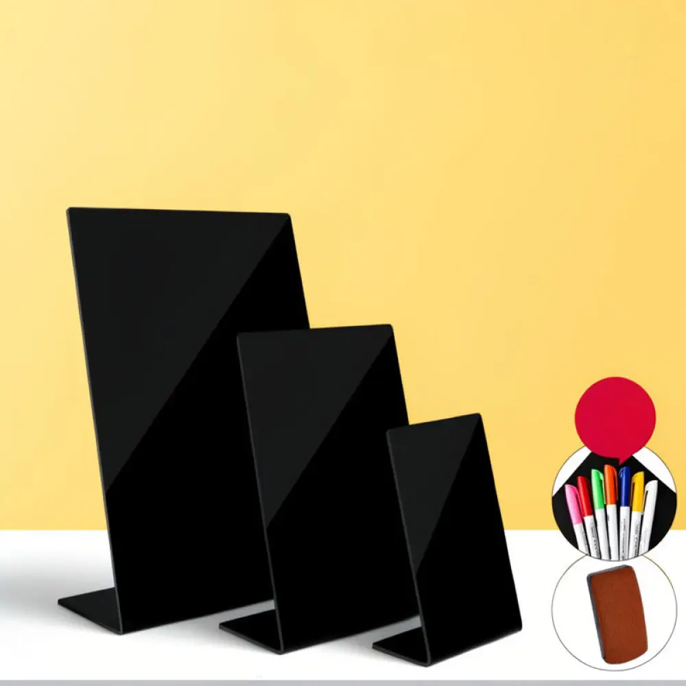 Decorative Acrylic Blackboard Stand Desktop Message Display Board Reusable Writing Holder For Cafe Restaurant Office Desk