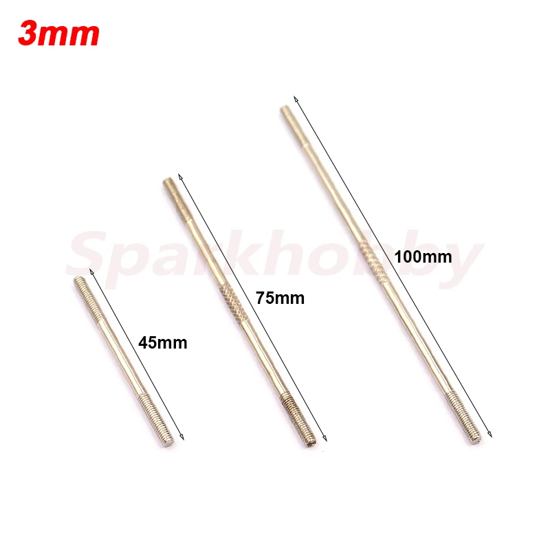 10pcs M2 M3 Double ended Threaded Tie Rod 45/60/75/100mm Length Can Freely Collocation Iron Chuck / Ball Head Buckle Accessories