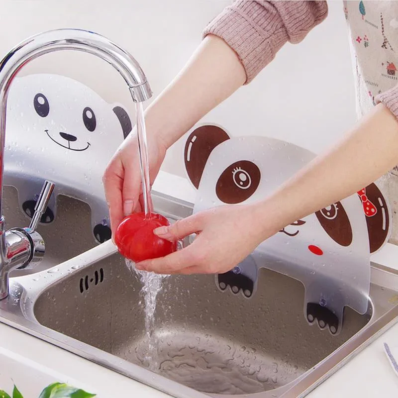 Thickened kitchen cute panda bear sink splash-proof water baffle pool baffle with suction cup baffle