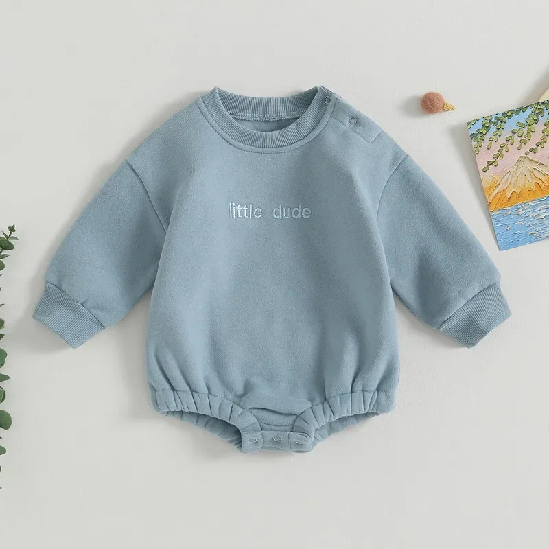 Newborn Baby Boy Sweatshirt Bodysuit Autumn Clothes Fashion Long Sleeve Letter Embroidery Jumpsuit for Kids Baby Items Clothing