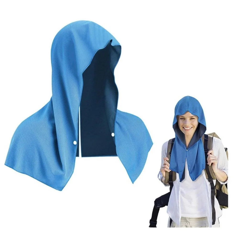 1Pc Hooded Cooling Towel Instant Chill Neck Gaiter with Hat Quick-Dry UV Protection for Gym,Camping Beach Cycling Bathing Tools