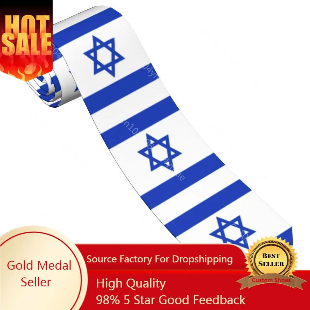 Israel Flag Neckties Men Silk Polyester 8 cm Wide Neck Ties for Mens Suits Accessories Office