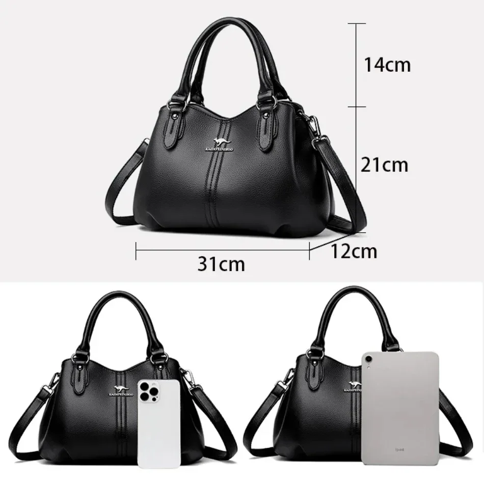 Genuine HIgh Quality Luxury Handbags Designer Crossbody High-capacity Female Shoulder Bags Solid Color Leather Shoulder Bag 2024