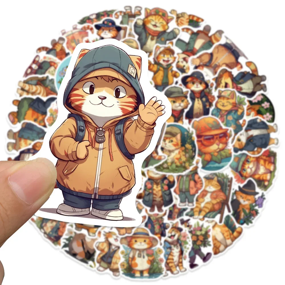 10/30/50PCS New Cute Cartoon Orange Cat Skateboard Graffiti Helmet Notebook DIY Waterproof  Cup  Refrigerator Stickers Wholesale